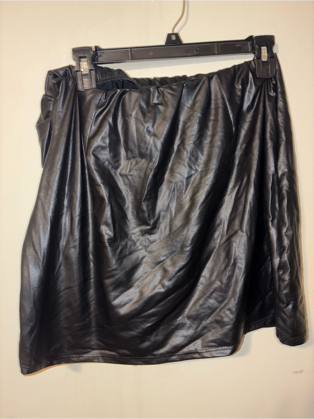 Rainbow Black Faux Leather Mini Skirt